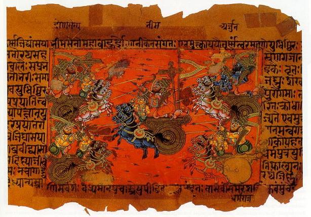 Иллюстрация, изображающая Битву на Курукшетре